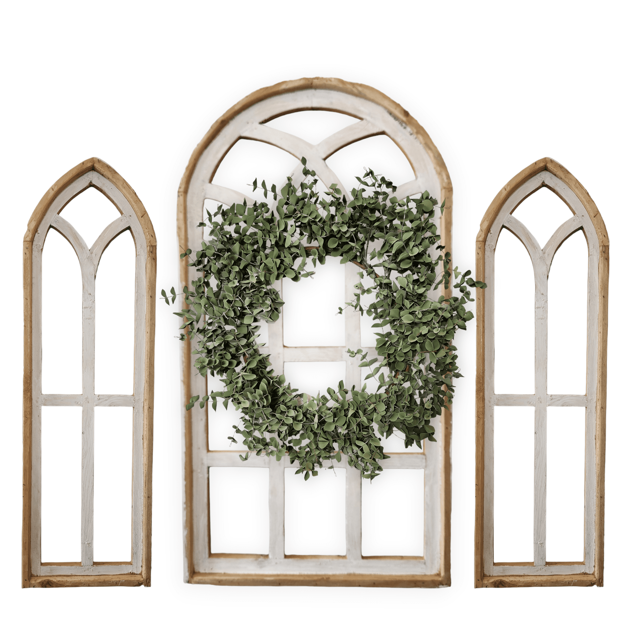 Set of 3 Farmhouse Wooden Paradise Window Collection- The Paradise Collection- Window Arches Farmhouse Wood Cathedrals wall windowsRanch Junkie